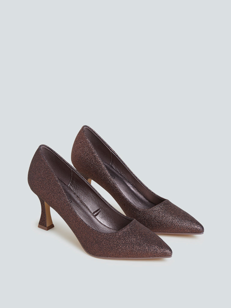 LUNA BLU Bronze Shimmer Pointed Toe Pumps